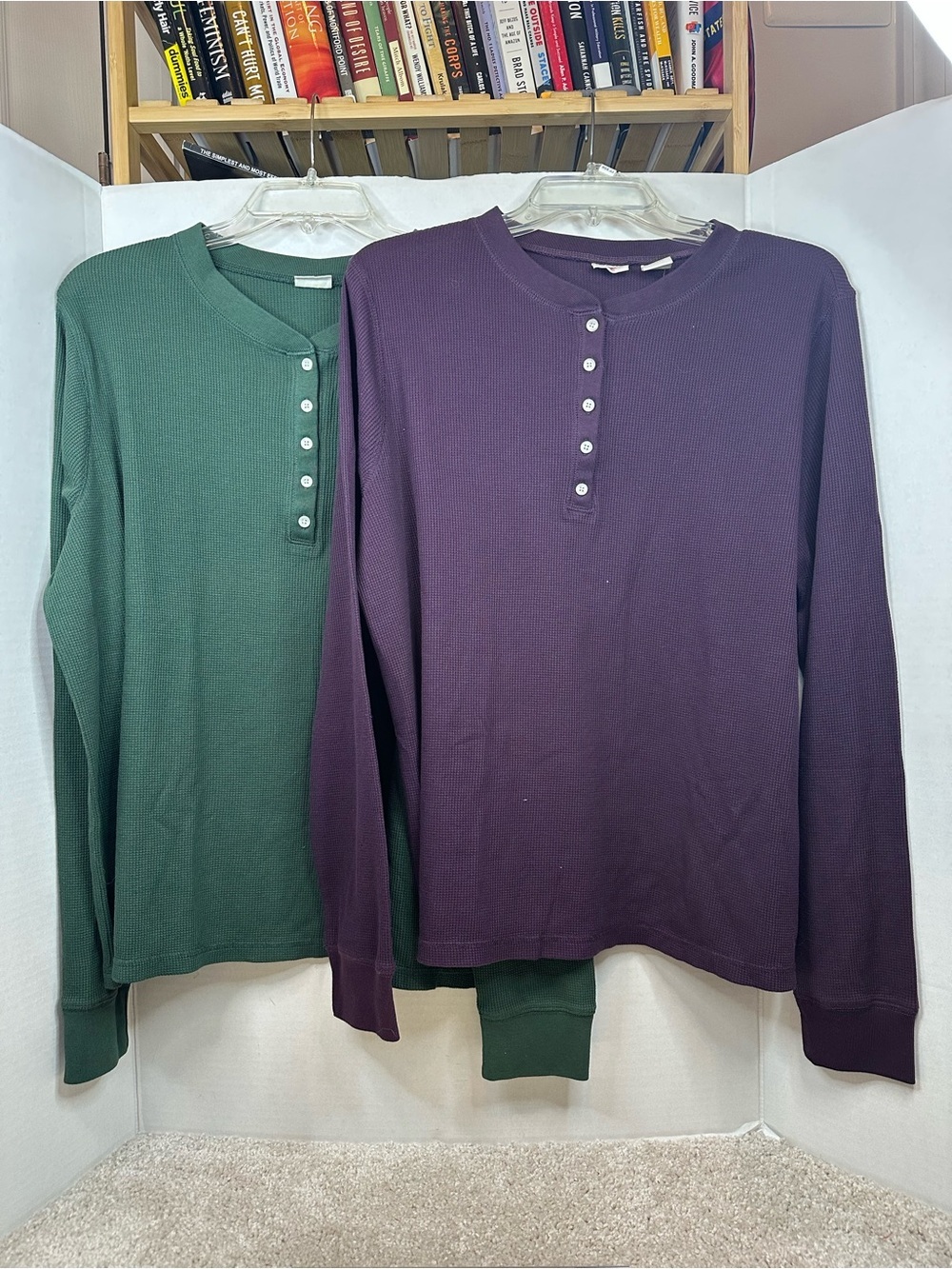 Levi's Women's Long Sleeve Henley Top - Green & Purple, Size 2X, NWT, slim fit